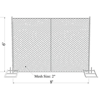 Panel de Cerca de Alambre Galvanizado o con Recubrimiento en Polvo, Estándar Estadounidense de 6x8 pies, Venta Directa de Fábrica con Certificación CE ISO, Cerca Temporal Americana para Escuelas