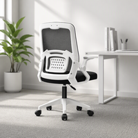 Chaise de bureau ergonomique moderne en tissu pour la maison, dossier haut, pivotante, accoudoirs réglables, structure en plastique, base en fer, réglage manuel de la hauteur