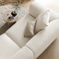 Juego de Sofás Modulares Zayshine de Estilo Francés Retro de Lujo en Color Crema Blanco Chenille para Sala de Estar, Sofá de 2 y 3 Plazas para Villa o Apartamento