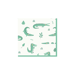 Ensemble d'assiettes en papier à thème crocodile vert DAMAI, ensembles de vaisselle de dessin animé avec assiettes à dessert en papier jetables, kits de vaisselle de fête - Product Image 6