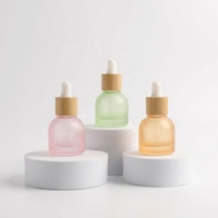 Flacons compte-gouttes en verre givré de qualité supérieure de 10 ml avec couvercle en bambou, flacons vides pour huile essentielle, huile de massage