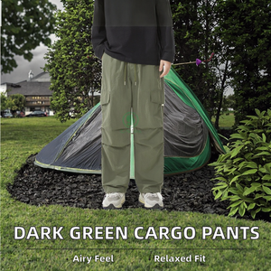 Pantalones de Jogger de algodón informales de moda para hombres, ajuste holgado de gran tamaño, verde oscuro, diseño personalizado, bolsillos rectos medios, rodillas, ropa teñida - Product Image 2