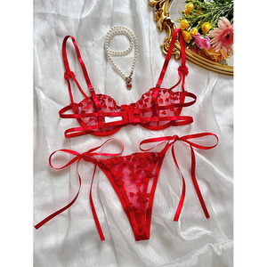 Nuevo Sujetador de Malla Transparente con Bordado Romántico y Amoroso, Lencería Sexy con Aros - Product Image 4