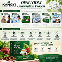 KANGYI Café Vert avec Extrait de Ganoderma, Boisson Instantanée au Café Herbal aux Champignons Reishi pour l'Énergie Quotidienne, 10 Sachets