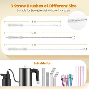 Set di 5 pennelli per la pulizia delle bottiglie d'acqua 5 in 1 manico lungo 15 \ "con 3 pennelli rimovibili per il dettaglio del capezzolo - Product Image 4