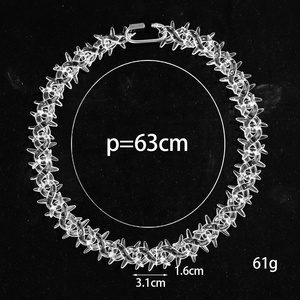 Collana Hip Hop 2024 di Tendenza, Gioielli da Uomo Punk Cool, Catena con Spine, Creativa con Maglie Infinite in Acrilico Trasparente, per Uomini e Donne - Product Image 4