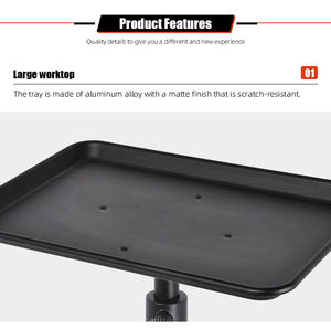 Chariot de salon portable avec plateau en aluminium et trépied pour services mobiles de coiffure, tatouage et dentisterie - Product Image 4