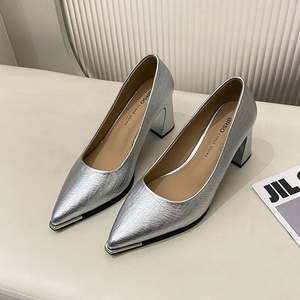 <span class=keywords><strong>Tacchi</strong></span> Alti Professionali da Donna per il Pendolarismo, Tacco Grosso Primaverile, Eleganti <span class=keywords><strong>Neri</strong></span> a Punta, Stile Francese, Comodi Slip-On in Gomma - Product Image 2