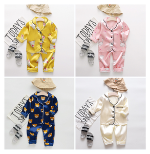 Aliexpress סתיו חדש קוריאני הביתה ללבוש נוח חמוד קריקטורה פיג 'מה חליפה ילדה ילד ילדים בגדים סטים - Product Image 2