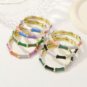 Factory Wholesale Fashionable Plant Knot Shaped Jade Electroplated Christian Bangle Hand Jewelry Drip Oil Color Matching - Product Image 3