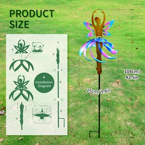 Unique Ballet Girl Windmill 360 ° Rotation Métal Ornement De Jardin Décor Extérieur pour Pelouse Cour <span class=keywords><strong>Terrasse</strong></span> <span class=keywords><strong>Idée</strong></span> Cadeau Spéciale - Product Image 3