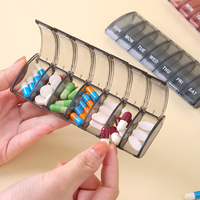 Vente en gros, personnalisation, mini organisateur de pilules hebdomadaire en plastique, boîte à pilules mignonne, étui à comprimés, organisateur de médicaments