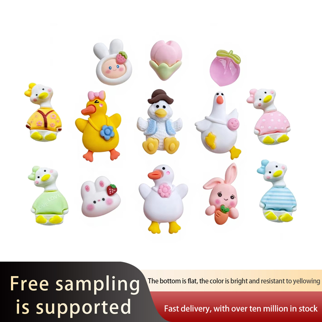 Zili Flatback Resin Charms Cute Little Duck Rabbit Cartoon Accessories DIY Hair Accessories Phone case Decorative Stickers