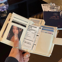 Dompet Pendek Bertekstur Kerikil Gaya Korea Tempat Kartu Multifungsi Desain Minimalis Unik Dapat Dilipat Banyak Slot Kartu PU