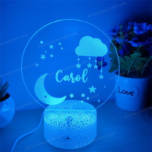 Luz de noche 3D acrílica personalizada, luna con estrellas, decoración de habitación de bebé, lámpara de noche, <span class=keywords><strong>regalo</strong></span> - Product Image 3