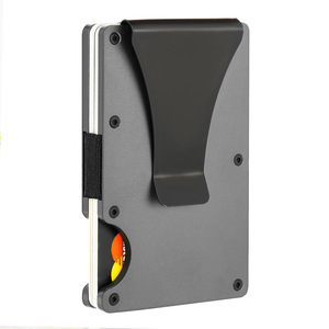 Portefeuille pour cartes en alliage d'aluminium ultra fin, blocage RFID, pince à billets magnétique, style fibre de carbone, porte-cartes de visite - Product Image 4
