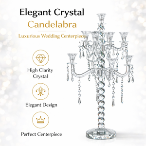 Candelabre de luxe en <span class=keywords><strong>cristal</strong></span> transparent de grande taille DEXI à 9 têtes, 40 pouces, pour la décoration de scène de mariage et de la maison, éclairage de route, support de bougie - Product Image 1
