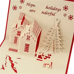 Christmas Creative Three-dimensional Greeting Card 3D Hollowing Greeting Card Customized Blessing Small Card Beautiful Castle