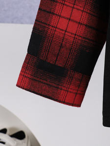 Venta al por mayor de ropa de Primavera de manga larga para niños, Camisa de franela para niños, ropa de franela superior a cuadros rojos para niños - Product Image 5