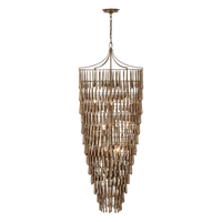 Lustre moderne élégant allongé en plâtre finition laiton pour entrée, salle à manger, table, chambre à coucher