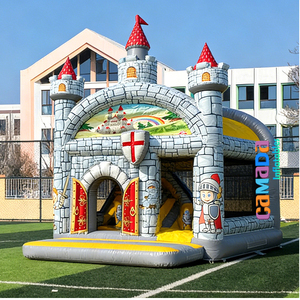Château <span class=keywords><strong>Gonflable</strong></span> Commercial Médiéval Chevalier et Toboggan Combo Hupfburg pour Location d'Équipements de Fête - Product Image 2