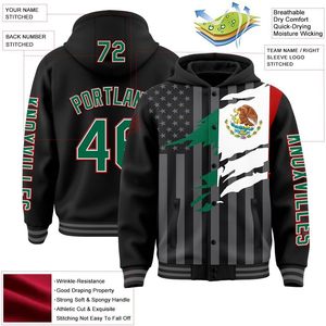 Custom Varsity Hoodie Jacket Personalized Baseball Letterman Stitched Team Name Number Unisex Adult Autumn Fleece Casual - Product Image 2