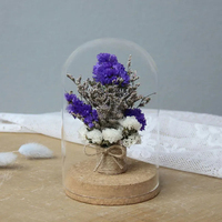 Grosir buket bunga lavender kering di kubah kaca abadi buket bunga kering mini untuk hadiah Hari Ibu