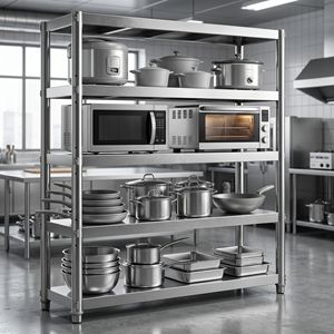 Étagère de rangement robuste à 5 niveaux en acier inoxydable - Étagère utilitaire pour cuisine commerciale, restaurant, garde-manger et entrepôt - Product Image 1
