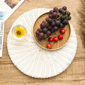 짠 접시 및 접시 홀더 주방 수제 고리 버들 커피 & 차 세트 플레이스매트 라운드 등나무 플레이스매트 - Product Image 3