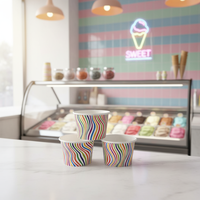 Gobelet à glace en papier ondulé à paroi simple, biodégradable, personnalisé, jetable, pour boissons gazeuses, vin, eau minérale