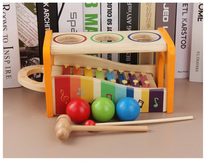 Jouet musical éducatif Montessori 2-en-1 écologique en bois : <span class=keywords><strong>Xylophone</strong></span> <span class=keywords><strong>à</strong></span> marteaux et <span class=keywords><strong>banc</strong></span> de percussion <span class=keywords><strong>à</strong></span> 8 notes pour tout-petits, pour le développement de la motricité fine - Product Image 6