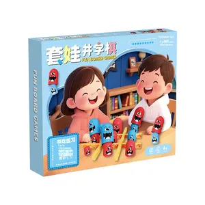 Jeu de société Parent-Enfant Tic Tac Toe avec pièces de poupée rouges et bleues, jouet éducatif pour enfants - Product Image 3
