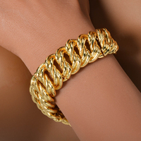 Ensemble collier et bracelet en chaîne à maillons épais en cuivre plaqué or 18 carats, classique et luxueux, pour femmes, cadeau de mariage, de fiançailles ou de fête