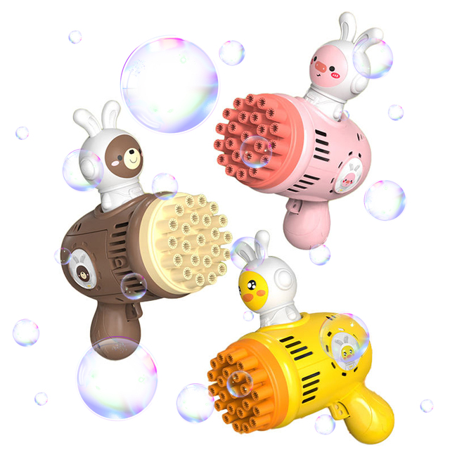 Hot Outdoor Automatic Bubble Gun Toys Cute Animal 23 Holes Bubble Machine Gun Toys for Kids Boys Girls Children