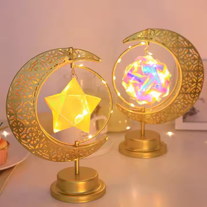La nuova luna di ferro a LED e la luce di una luce rotante atmosfera mediorientale tavolo decorativo e lampada a forma di figura - Product Image 3