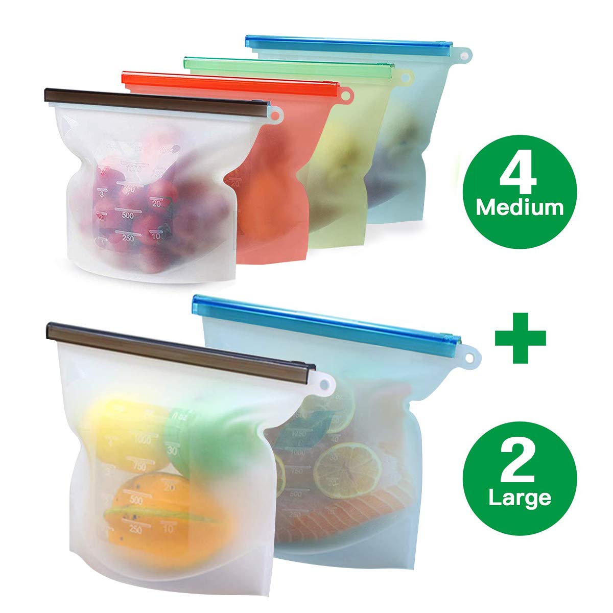 Custom box package eco BPA free airtight sealn freezer bags sandwich snack reusable silicone food storage bag