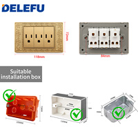DELEFU Interrupteur mural de luxe en alliage de zinc antique 118x72mm, panneau métallique décoratif, prise US, interrupteur LED, chargeur rapide USB A+C 20W