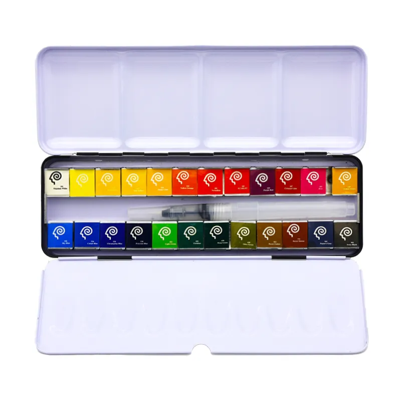 המחיר הטוב ביותר טרי סגנון 24 צבעים מוצק צבע בצבעי מים סט מקצועי צבע מוצק בצבעי מים