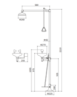 Station de douche d'urgence industrielle à poser au sol avec pédale, en acier inoxydable composite, pour lavage des yeux et douche, idéale pour laboratoire chimique