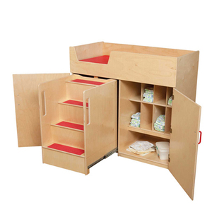 <span class=keywords><strong>Table</strong></span> à <span class=keywords><strong>langer</strong></span> en bois pour bébé de maternelle avec rangement, station confortable, organisateur pour utilisation en salle de sport, zone de soins pour bébé pratique - Product Image 2