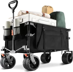 Outdoor Folding Wagon Cart Portable Large Capacity Beach Wagon Heavy Duty Utility Collapsible Wagon
