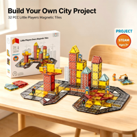 Jouet éducatif viral pour enfants de TikTok pour Noël : Ensemble de blocs de construction magnétiques DIY sur le thème de la construction avec un camion-grue