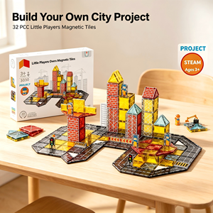 <span class=keywords><strong>Jouet</strong></span> éducatif viral pour enfants de TikTok pour Noël : Ensemble de blocs de construction magnétiques DIY sur le thème de la construction avec un camion-<span class=keywords><strong>grue</strong></span> - Product Image 1