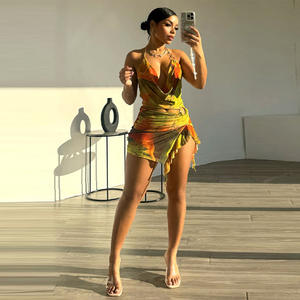 Venta caliente 2024 verano nuevo producto vestido de malla Irregular europeo y americano Sling vestidos de noche para mujer - Product Image 2