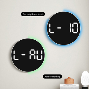 <span class=keywords><strong>Reloj</strong></span> Despertador Decorativo con Luz <span class=keywords><strong>de</strong></span> Iglesia, Calendario, Pantalla Electrónica RGB <span class=keywords><strong>de</strong></span> Gran Tamaño, <span class=keywords><strong>Reloj</strong></span> <span class=keywords><strong>de</strong></span> Pared Digital LED Redondo con Temperatura - Product Image 5