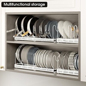 Portaorganizer regolabile per pentole/vaschette (sotto l'armadio) + portaorganizer espandibile per coperchi, con 10 divisori reg - Product Image 2