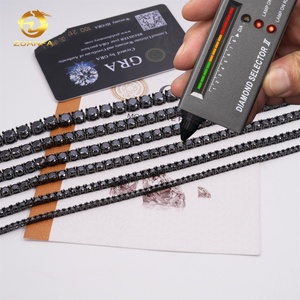 Wholesale Price <strong>Solid</strong> 925 <strong>Silver</strong> Hip Hop Jewelry Bracelet <strong>Necklace</strong> Iced Out 2 to 6.5mm Black VVS Moissanite Diamond Tennis Chain - Product Image 3