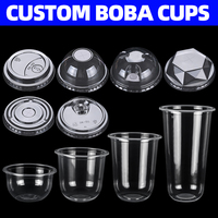 Op maat bedrukte logo wegwerp U-vormige Boba-thee bekers Bubble Tea beker transparant 12oz 16oz ronde bodem PP plastic sapbekers met deksels
