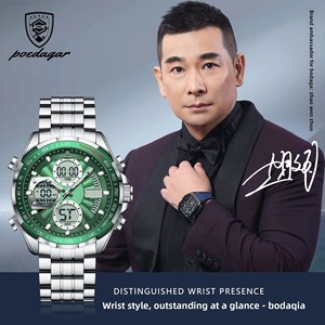 <span class=keywords><strong>Montre</strong></span> à quartz multifonction pour homme <span class=keywords><strong>Poedagar</strong></span> E108, en acier inoxydable de luxe, avec alarme, calendrier et luminescence - Product Image 4