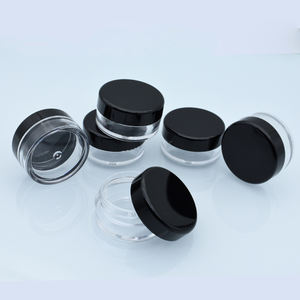 Hot bán 3g 5g 10g 15g 20g 30g Dài Mỏng <span class=keywords><strong>10</strong></span> ml 10g <span class=keywords><strong>10</strong></span> <span class=keywords><strong>gram</strong></span> rõ ràng 3ml 5ml <span class=keywords><strong>10</strong></span> ml mỹ phẩm bao bì PS <span class=keywords><strong>Jar</strong></span> nhựa với nắp màu đen - Product Image 2